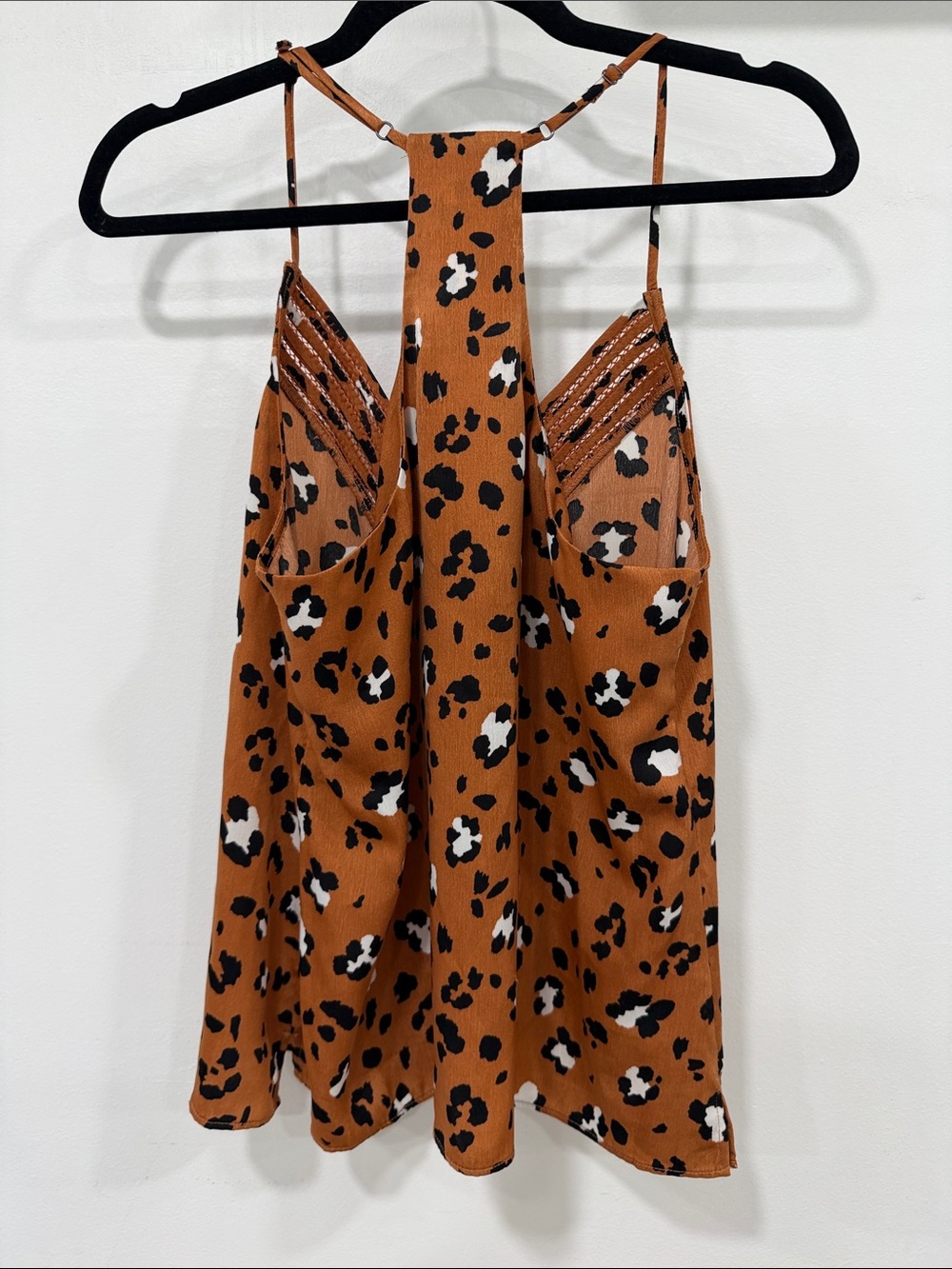 Gianni Bini Leopard Print Cami Tank Top - Rust Brown, Black & White - Picture 2 of 3